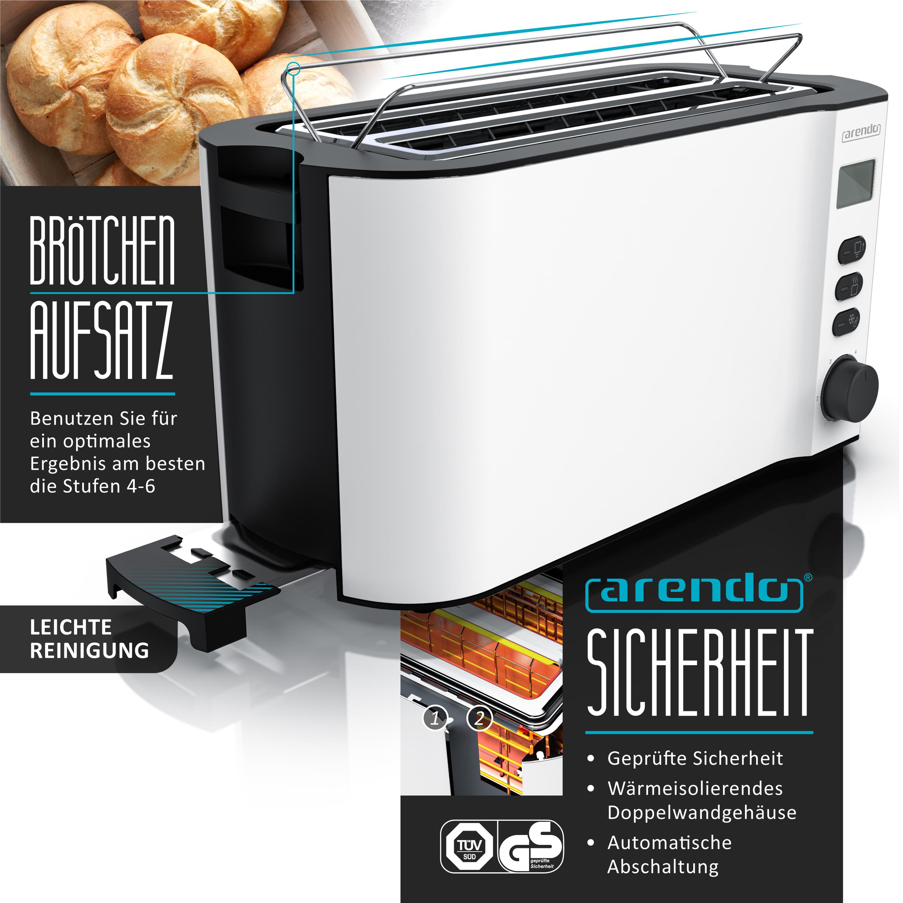 Thumbnail - Arendo Frühstücksset Edelstahl-Wasserkocher 1,5l Temperaturwahl & 4-Scheiben Langschlitztoaster weiss, Wasserkocher, Wei...