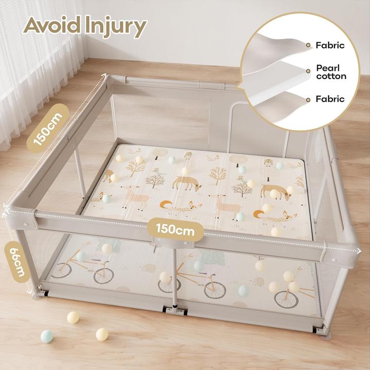 Actual product image Lertantri Laufgitter mit Spielmatte, 150 x 150 x 66 cm (150 cm, 150 cm)