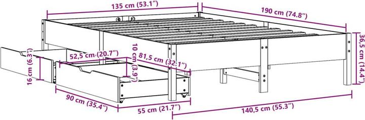 Produktbild vidaXL Bettgestell (135 x 190 cm)
