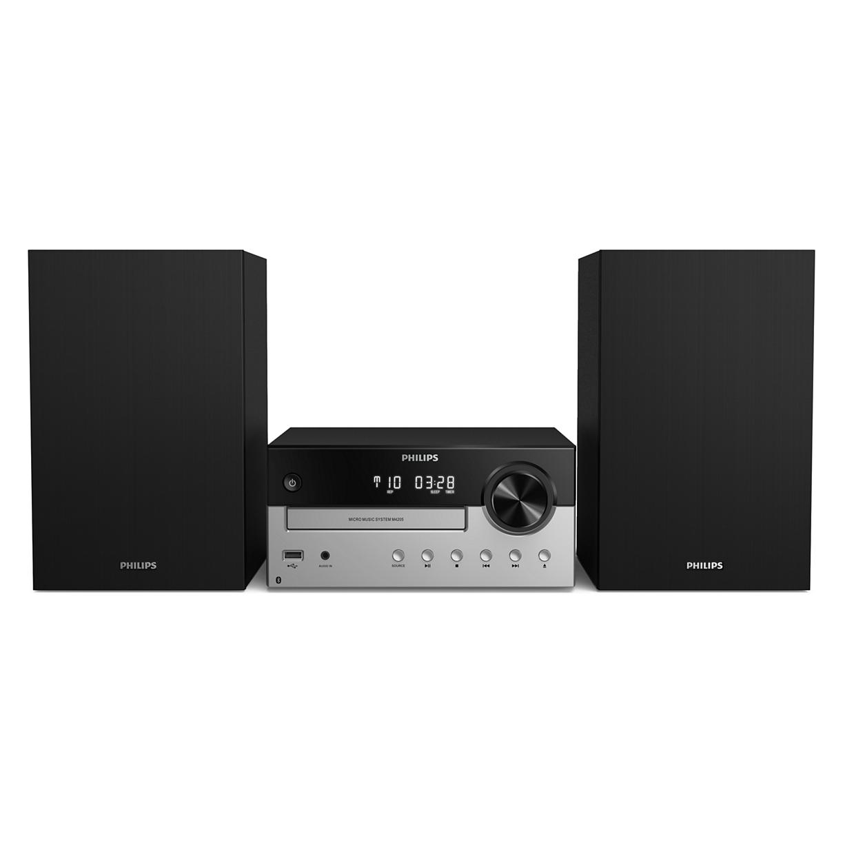 Philips TAM4205 Heim-Audio-Mikrosystem (Bluetooth, CD Player), Stereoanlage, Schwarz, Silber