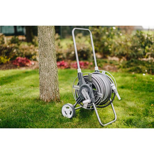 Bradas, Deposito per tubi da giardino, Set di avvolgitubo WHITE SILVER PLUS, 1/2", 20 m (20 m)