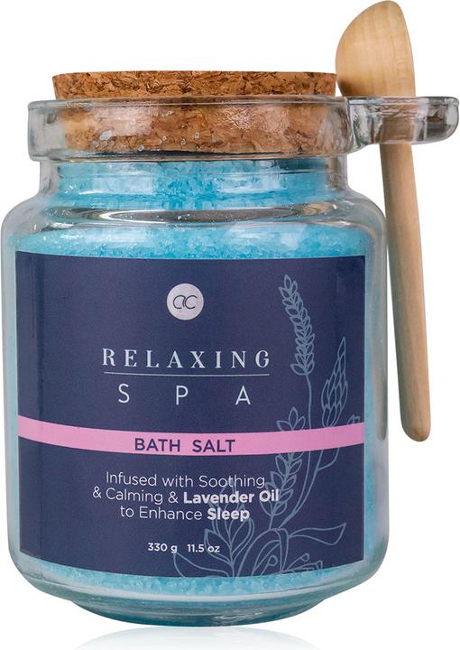 Actual product image Accentra Bath salts RELAXING SPA in glass incl. wooden spoon, 330g, enriched with lavender oil, scent: (Bath salts)