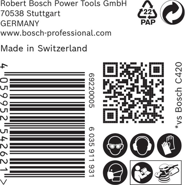 Actual product image Bosch Professional Zubehör EXPERT C470 Sanding paper with 6 holes for random orbital sander, 150 mm, G 320, 50 pcs. (320)