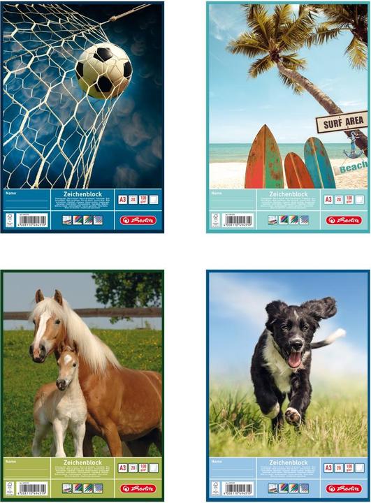 Produktbild Herlitz Zeichenblock DIN A3, 100 g/qm, 20 Blatt (A3, Blanko, Kein Einband)