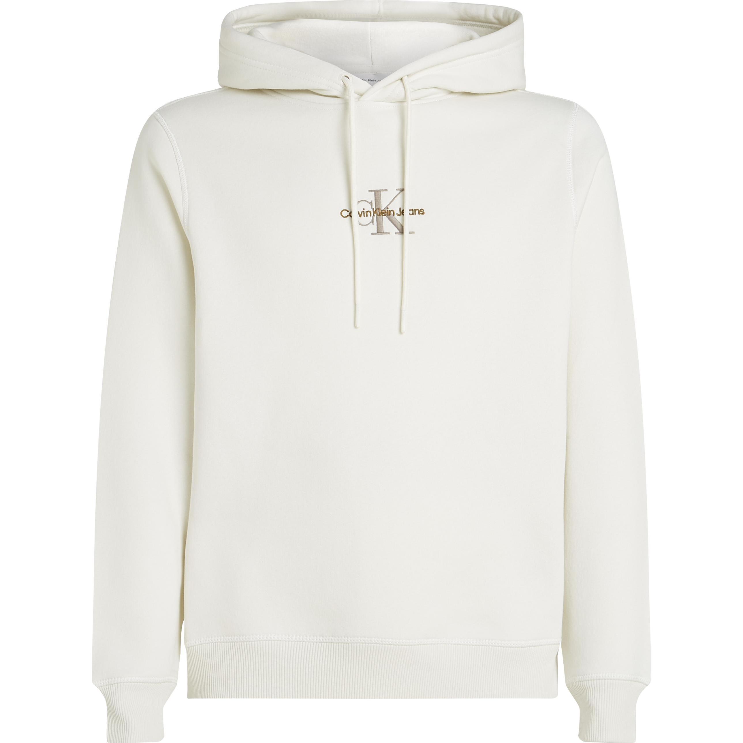 Calvin Klein Jeans, Uomini, Felpa + Maglione, Monologo Hoodie, Bianco, (XL)