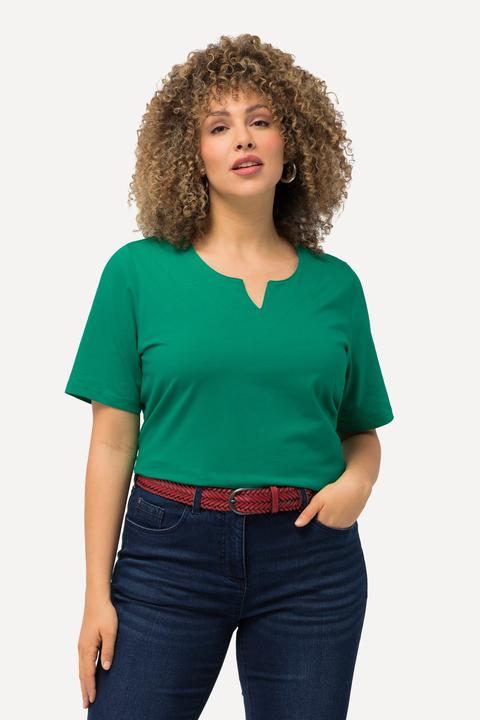 Immagine prodotto Ulla Popken T-shirt dal taglio svasato con scollo a tunica e mezze maniche (62)