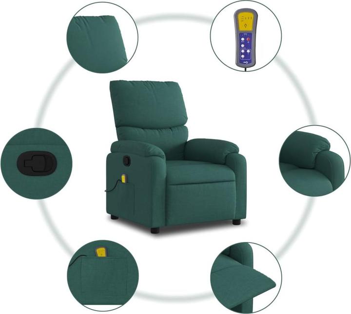 Immagine prodotto vidaXL Poltrona massaggiante in tessuto verde scuro,Colore: verde scuro,Materiale