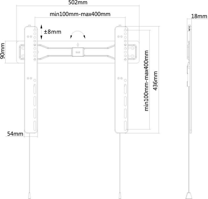 Image du produit Neomounts LED-W400BLACK (Mur, 50 kg, 32" - 55")