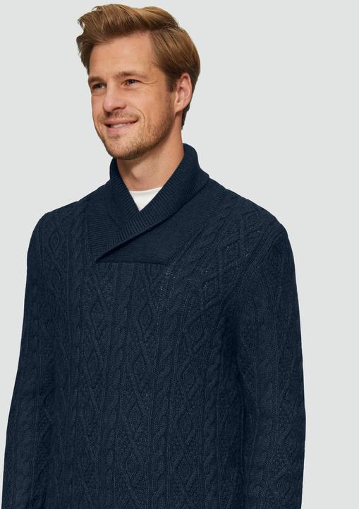 Actual product image s.Oliver Strickpullover Schalkragenpullover mit Zopfmuster aus Wollmix (S)