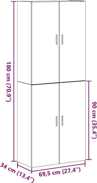 Immagine prodotto vidaXL Wandaufbewahrungseinheit (34 x 69.50 x 90 cm)