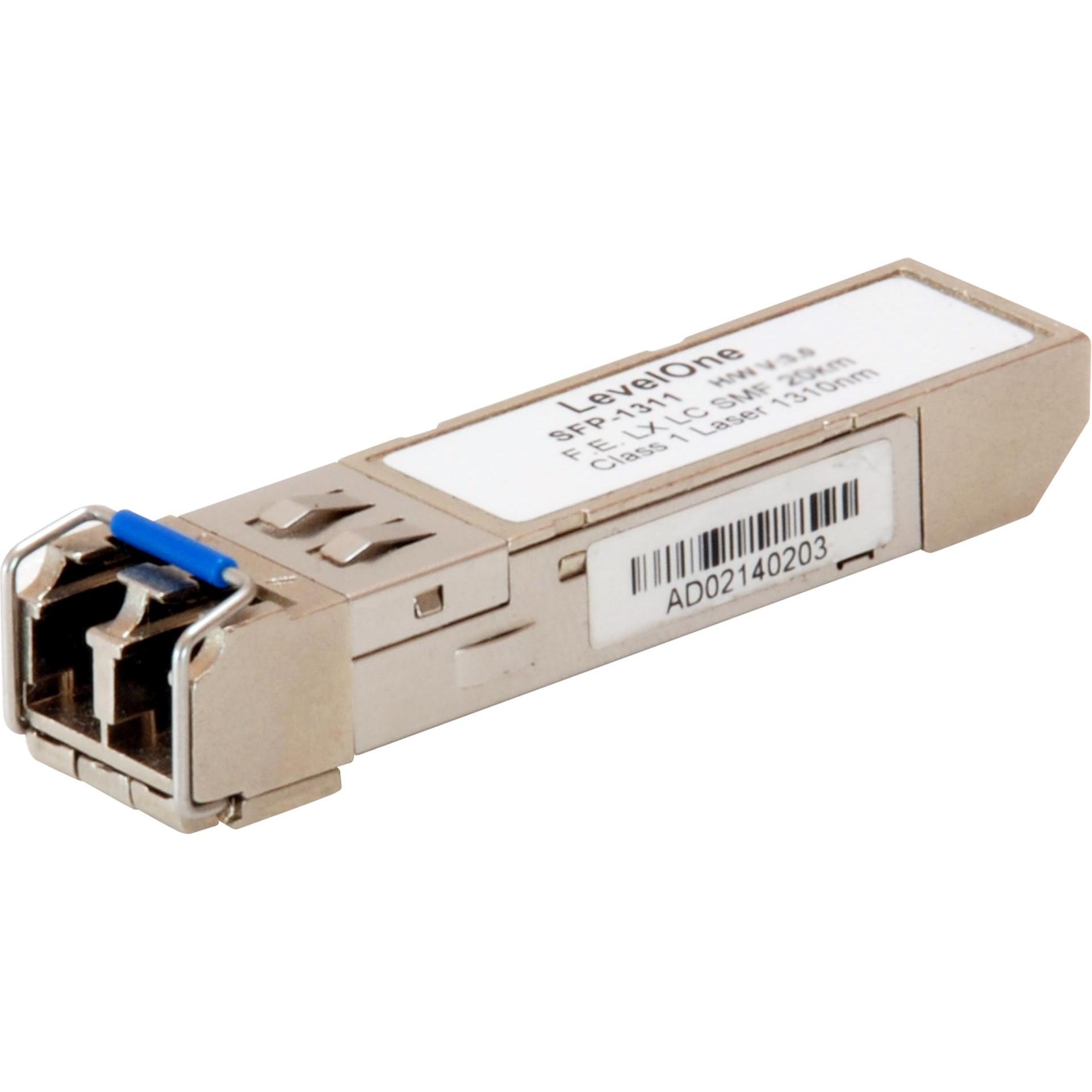LevelOne 155Mbs Ethernet Transceiver, single-mode,SFP Type,1310nm, FP-LD-20km, Duplex LC, Transceiver