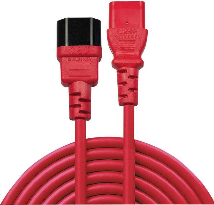Produktbild Lindy 1m IEC Verlaengerung, rot (1 m, C14)