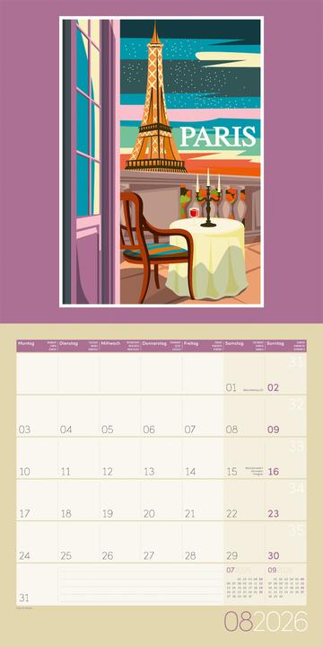 Image du produit Vintage Voyage - Reiseposter - Kalender 2026 - 30x30 (30 x 30 cm, Couverture rigide, Anglais, Français)