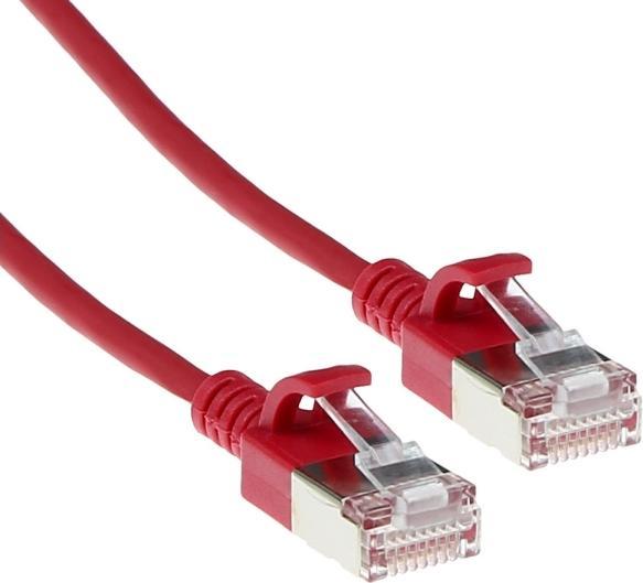 Produktbild ACT Red 1 meter LSZH U/FTP CAT6A datacenter slimline patch cable snagless with RJ45 connectors (U/FTP, CAT6a, 1 m)