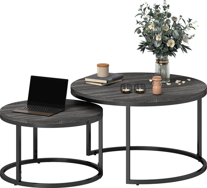 Image du produit Homcom Couchtisch Set MDF, Metall Schwarz