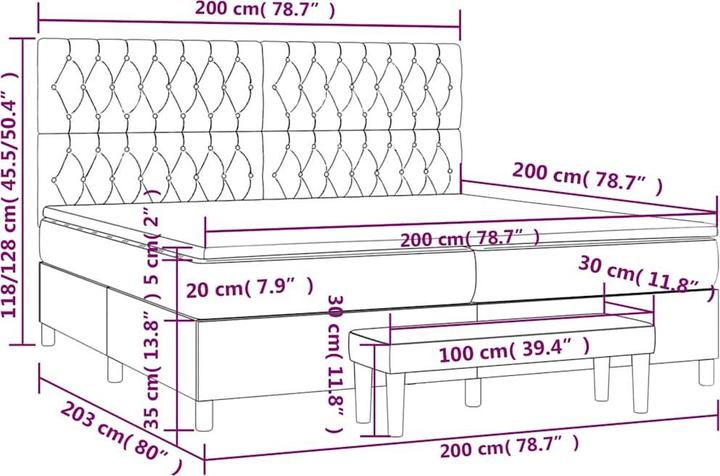 Actual product image vidaXL Boxspringbett (200 x 200 cm)