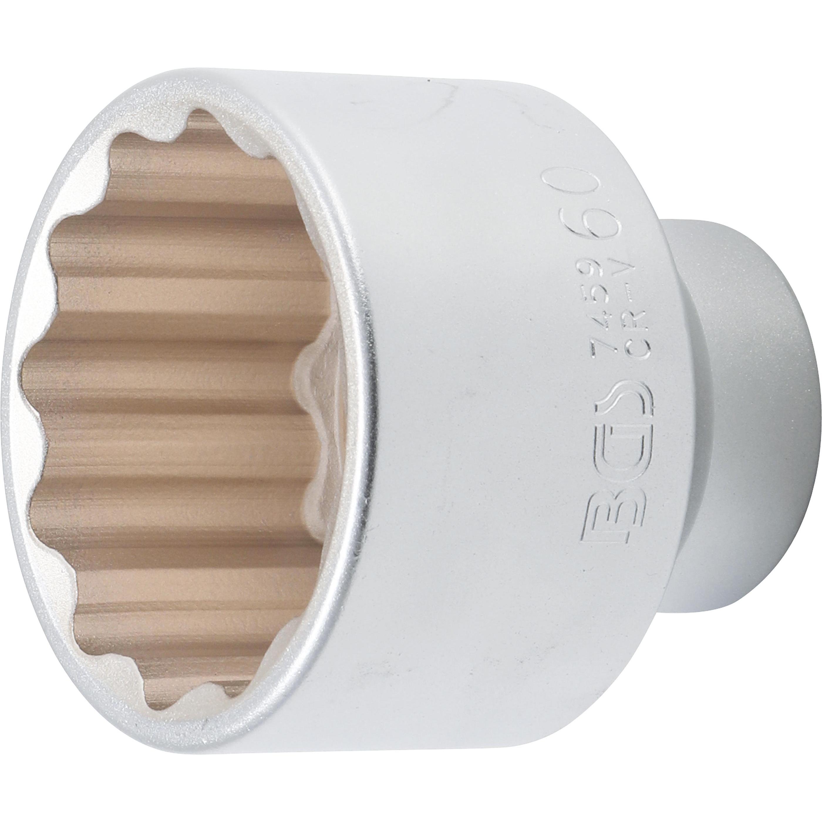 BGS, Steckschlüssel + Stecknuss, Steckschlüssel-Einsatz Zwölfkant Antrieb Innenvierkant 20 mm (3/4") SW 60 mm (60 mm)