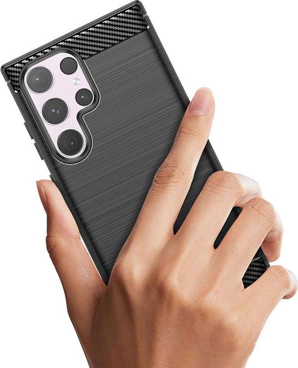 Actual product image Hurtel Carbon coverFlexible silicone-carbon cover - Black (Samsung Galaxy S24 Ultra)