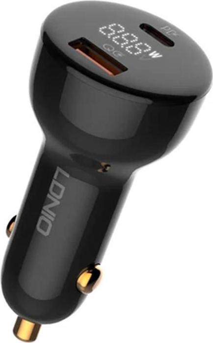 Actual product image Ldnio C101 Car Charger, USB + USB-C, 100W + USB-C to USB-C Cable (Black)