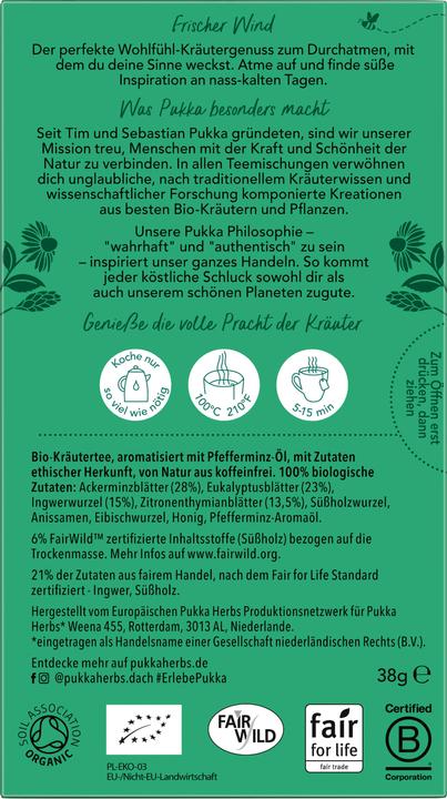 Nährwerte und Zutaten Pukka Atme auf (38 g)