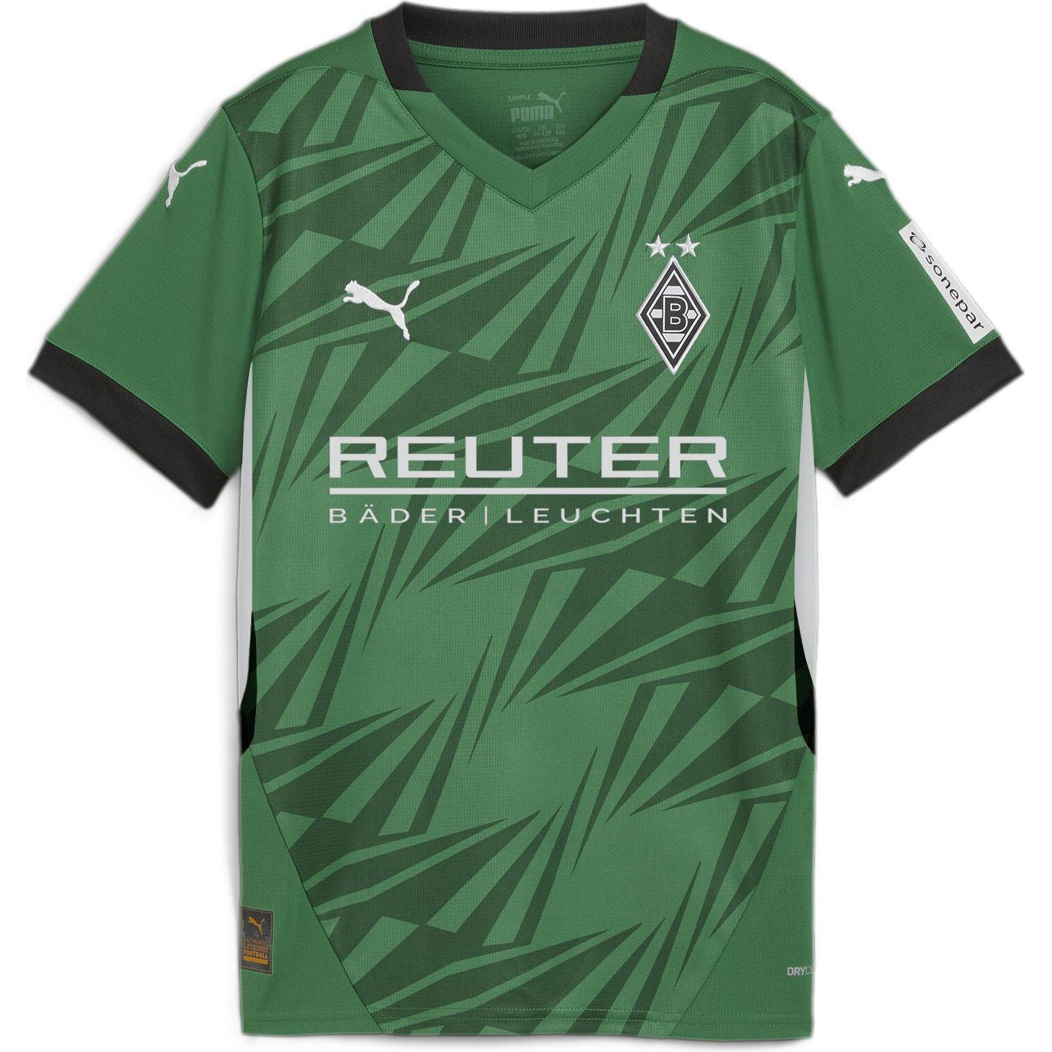 Puma, Jungen, Sportshirt, BMG Away Jersey Replica Jr with Sponsor (152), Grün, 152
