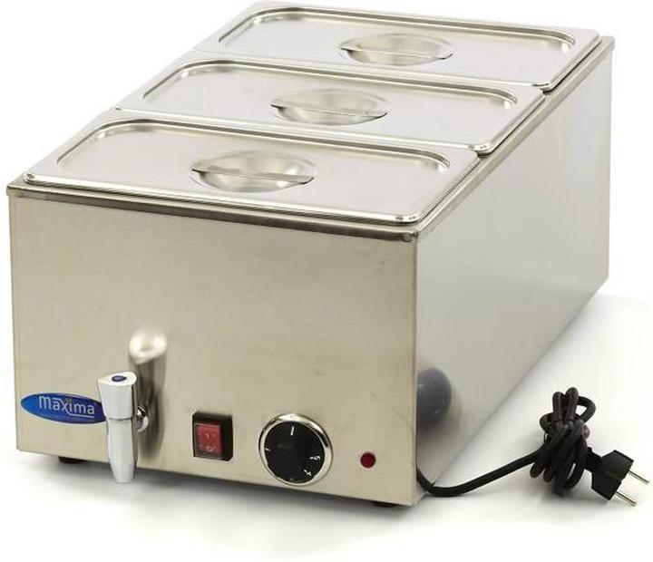 Maxima Elektrische Bain Marie mit Tapkraan, Gastronormbakken und Warmhaltefunktion