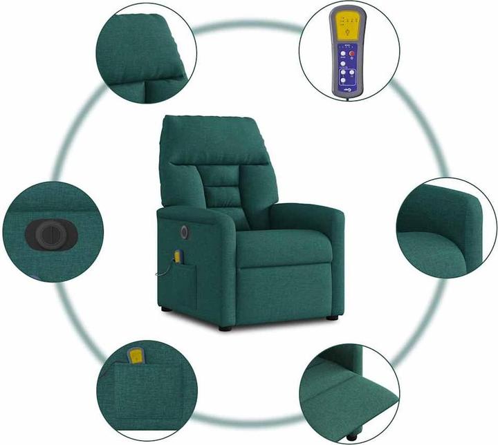 Immagine prodotto vidaXL Sedia da massaggio elettrica in tessuto verde scuro