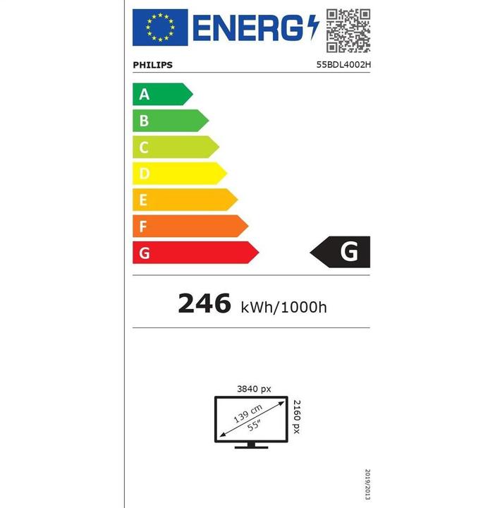 Label énergétique Philips Solution de signalisation H-Line 55BDL4002H (1920 x 1080 pixels)