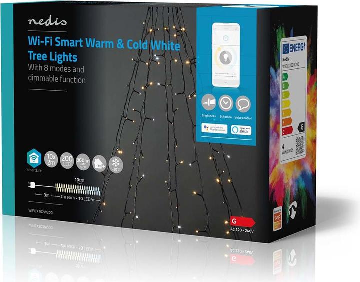 Produktbild Nedis SmartLife Dekorative LED | Wi-Fi | Warm bis kühlen weiss | 200 LED's | 10 x 2 m | Android™ / IO (2 m)