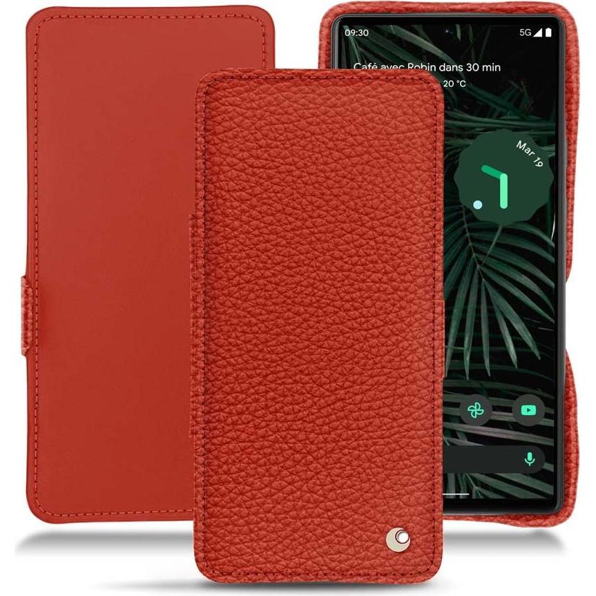 Noreve Lederschutzhülle horizontal (Google Pixel 6 Pro, Google Pixel 5), Smartphone Hülle, Orange