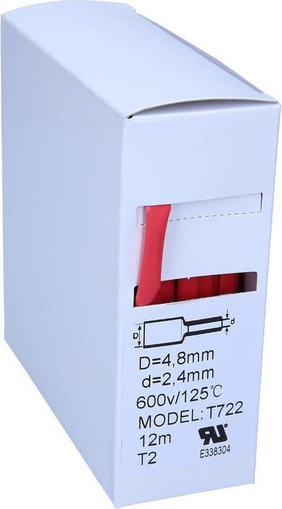 Actual product image Kalitec 12m heat shrink tubing red from 4.8mm to 2.4mm I 2:1 I Industrial quality from German dealer (1x)