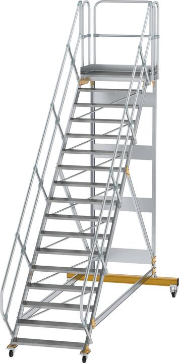 Produktbild Munk Plattformtreppe 45° fahrbar Stufenbreite 1000mm 17 Stufen Aluminium geriffelt (Plattformleiter, 46 cm)