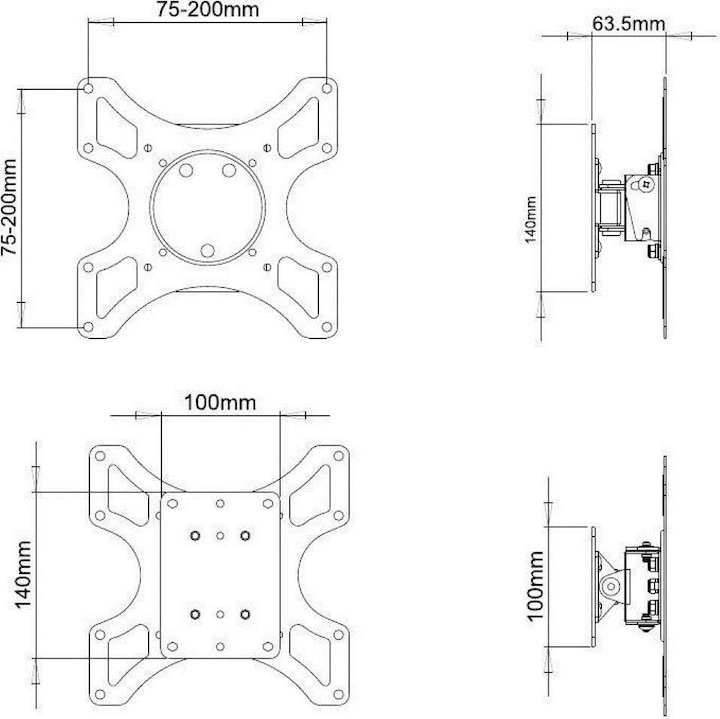 Produktbild Techly Tiltable Wall Bracket (Wand, 37", 25 kg)
