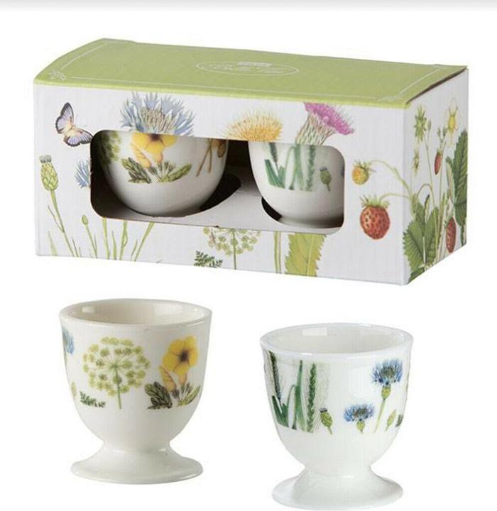 Actual product image Gilde Porcelain Egg Cup Set Wild Flowers (2x)