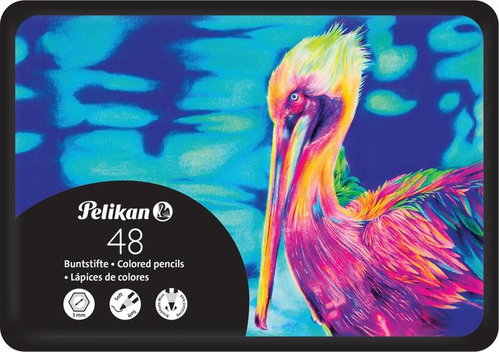 Productafbeelding Pelikan Kleurpotloden in een metalen etui (Veelkleurig, 48 x)