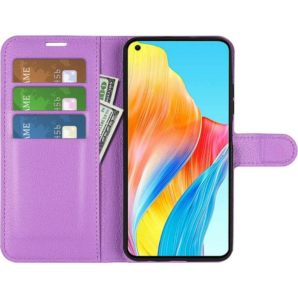 Thumbnail - Cover-Discount OPPO A78 4G - Leder Etui Hülle violett (Oppo A78), Smartphone Hülle, Violett