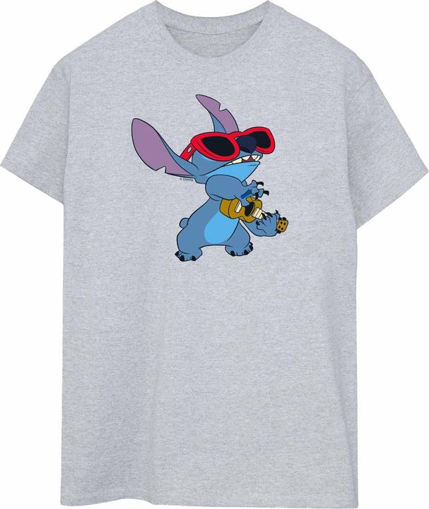 Actual product image Disney Womens/Ladies Lilo And Stitch Guitar Cotton Boyfriend T-Shirt (XXL)