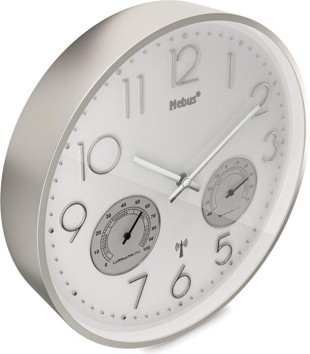 Actual product image Mebus Radio-controlled wall clock with thermo-hygrometer (30 cm)