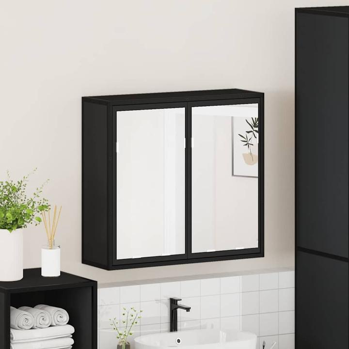 Produktbild vidaXL Spiegelschrank Schwarz 65x20x60 cm Holzwerkstoff (65 x 20 x 60 cm)