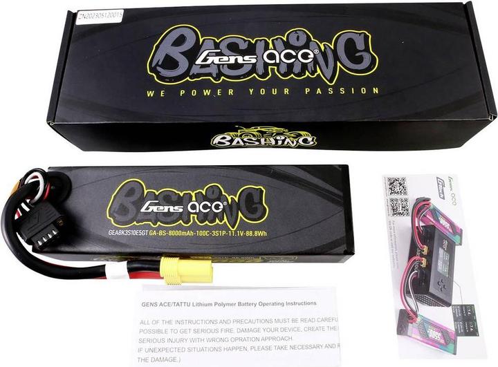 Actual product image Gens Ace G-Tech 8000mAh 11.1V 100C 3S1P Lipo Battery Pack with EC5-Bashing Series (11.10 V, 8000 mAh)