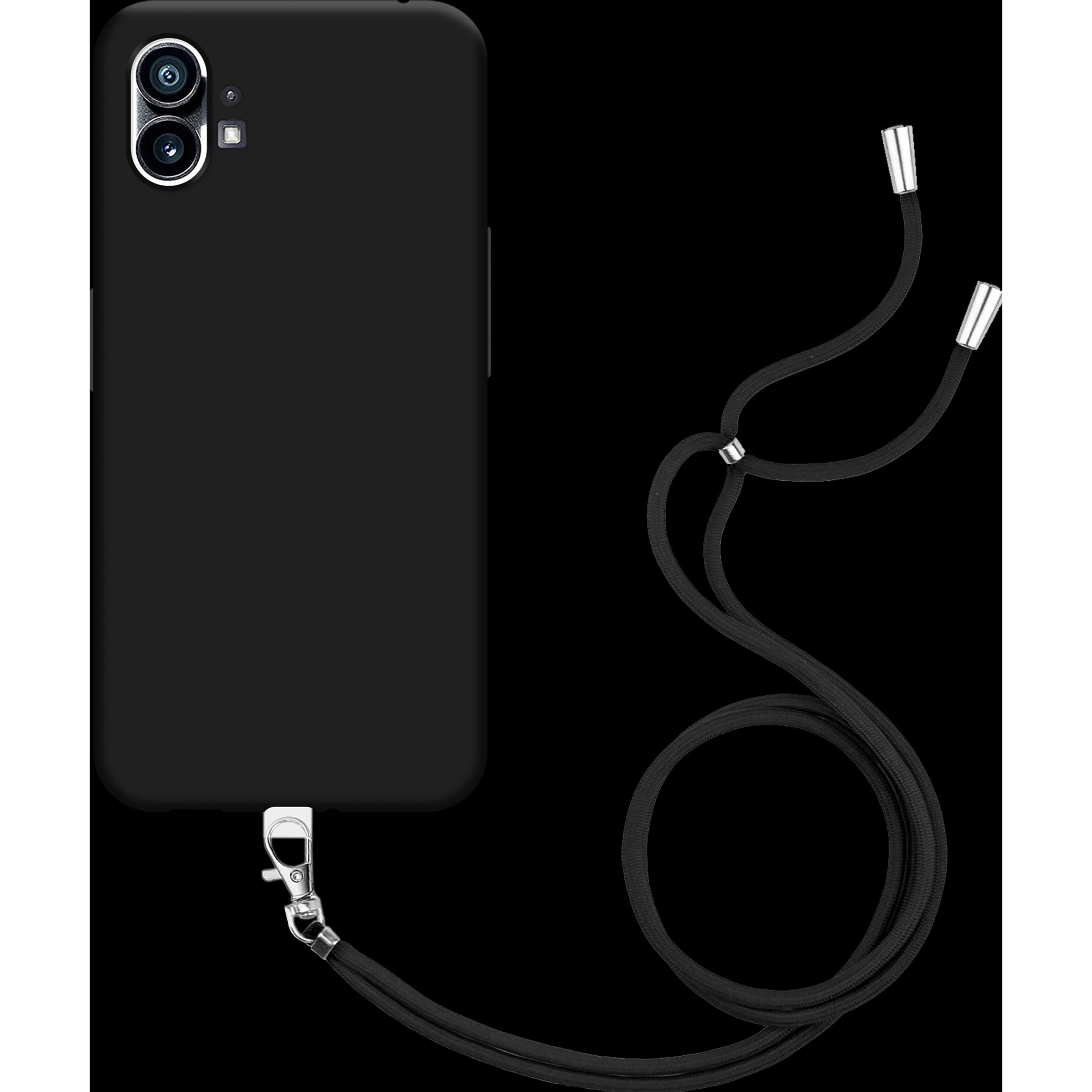 Cazy Handykette Hülle Kompatibel mit Nothing Phone (1) - Silikon Handyhülle mit Band Necklace Hülle -, Handykette, Schwa...