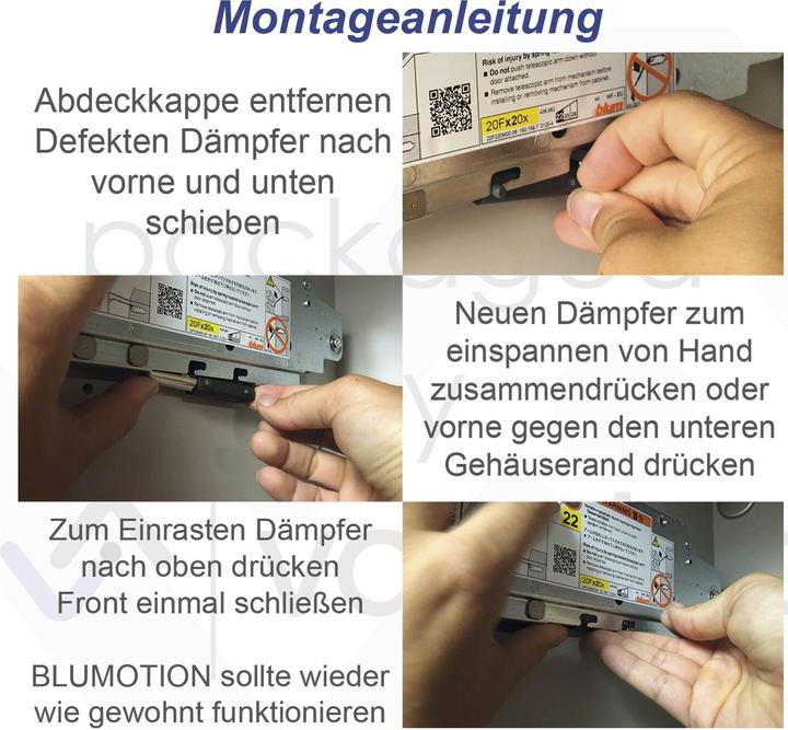 Produktbild Vasalat Blum Dämpfer 22K2034 für Klappenbeschlag Aventos HL/HS/HF Kraftspeicher, 2 Stück (1 Stk.)