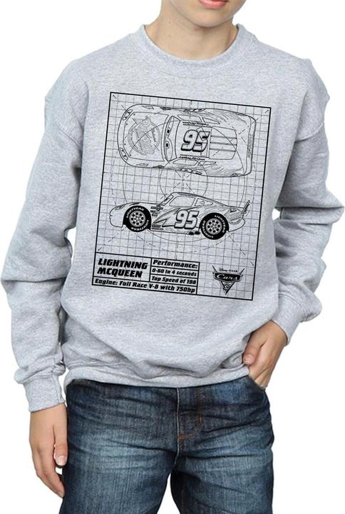 Actual product image Cars Boys Lightning McQueen Blueprint Sweatshirt (140, 146)