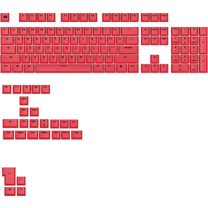 Glorious GPBT Basics Keycaps, ANSI Layout (US), PBT, Dye-Sub - Revive Red, Keycaps, Rot