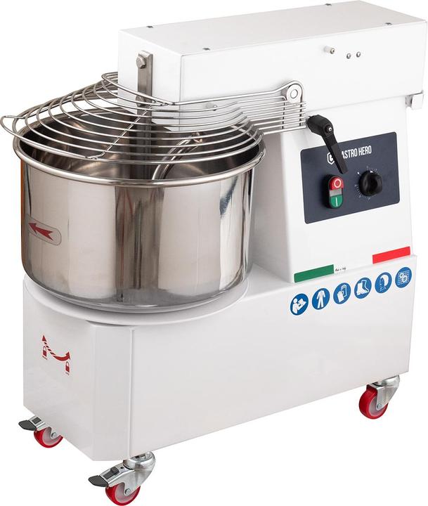 Gastro Hero Spiral-Teigknetmaschine PROFI V mit Rollen - variabler Kopf (1500 W)
