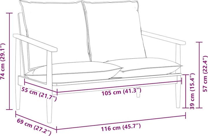 Produktbild vidaXL Sofa (2-Sitzer)