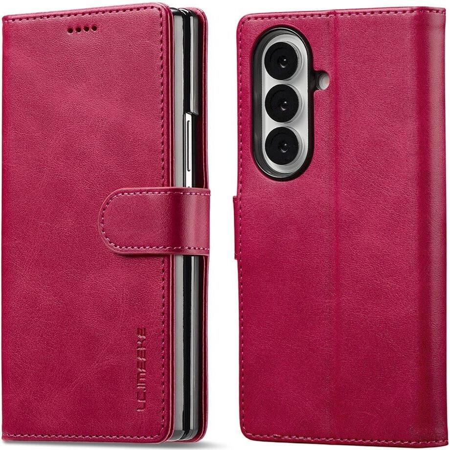LC.Imeeke Leder Etui Hülle (Samsung Galaxy Z Fold7), Cover smartphone, Pink