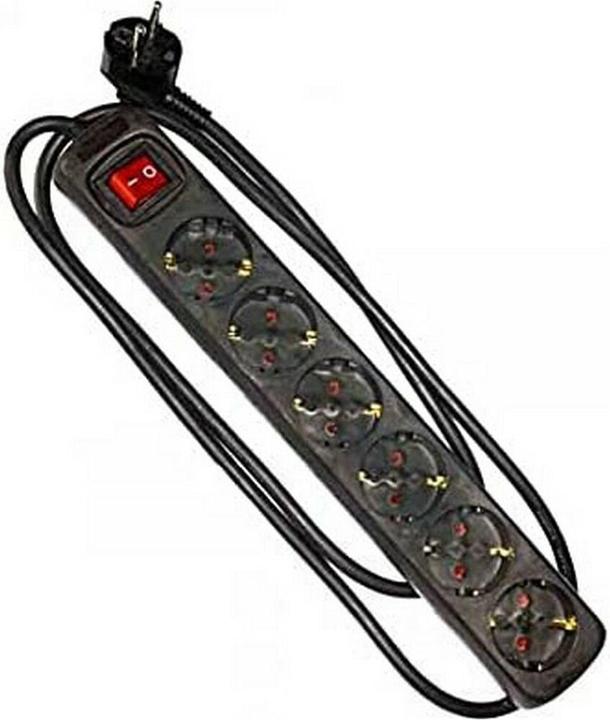 EDM Bandeau de prises avec 6 prises et interrupteur 41014 Schuko (1,5 m) (CEE 7/3, CEE 7/4, 6x)