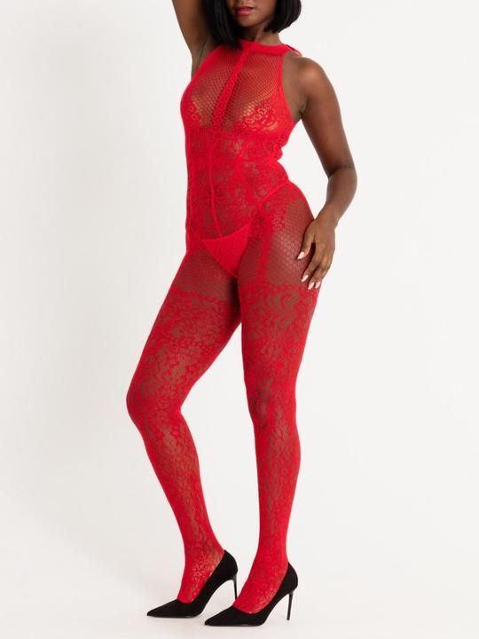 Produktbild Lovehoney Ouvert-Bodystocking aus Spitze und Netz, Farbe: Red, Grösse: One size (One Size)