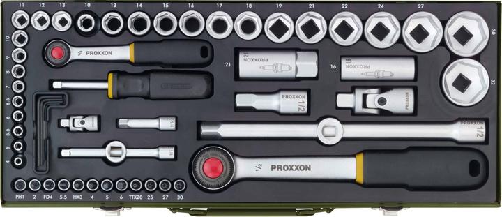 Proxxon Jeu complet de clés à douille (1/2", 1/4")
